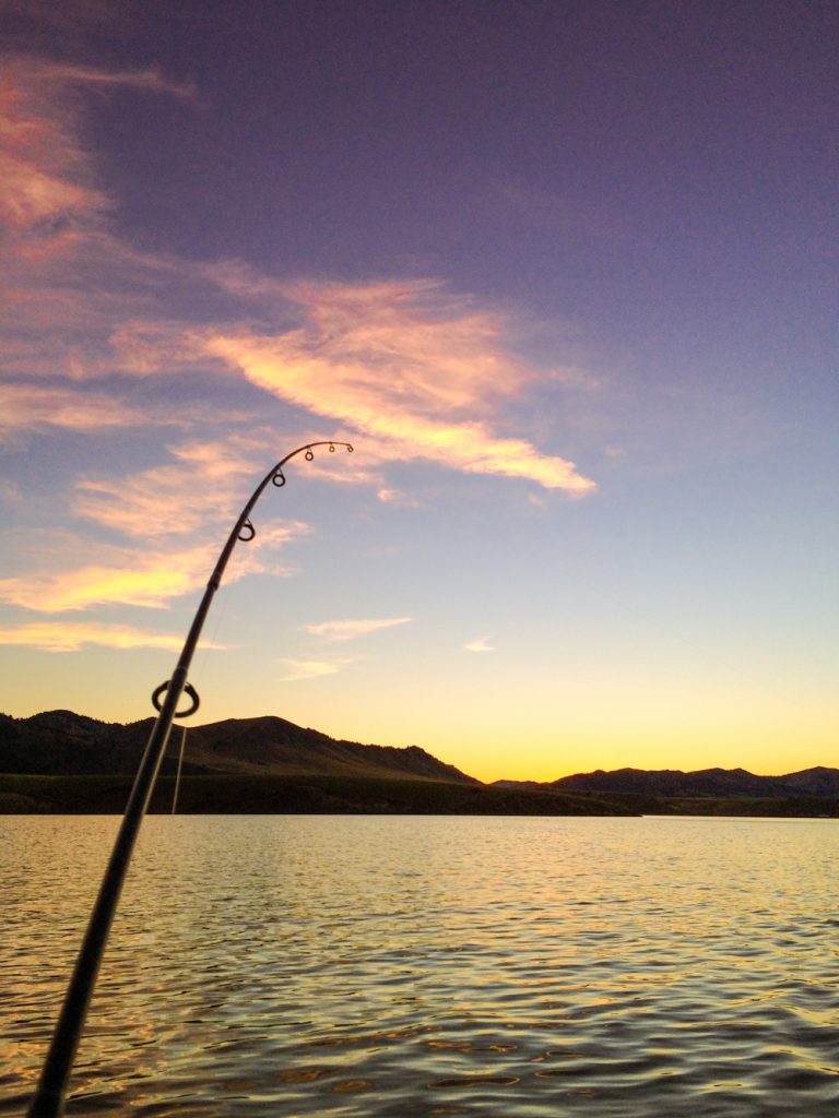 Fishing on Holter Lake at Sunset