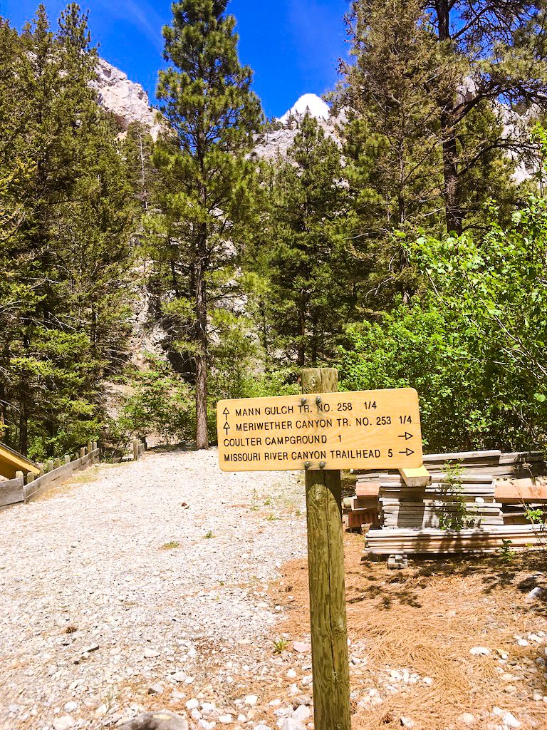 Trailheads into the mountains of Montana from the Meriwether Picnic Area