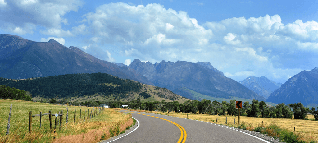 Highway going through Paradise Valley, Montana