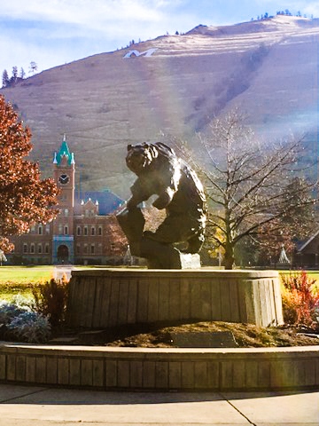 Griz Statue in Missoula by the University of Montana